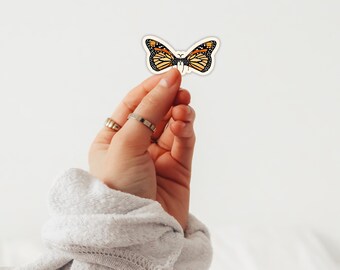 Pegatina de mariposa monarca: vinilo impermeable