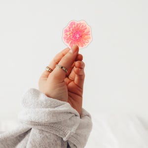 Handgezeichnete Dahlien Sticker: Wasserfester Vinyl-Aufkleber