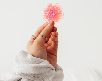 Hand-Drawn Dahlia Flower Sticker: Waterproof Vinyl Decal