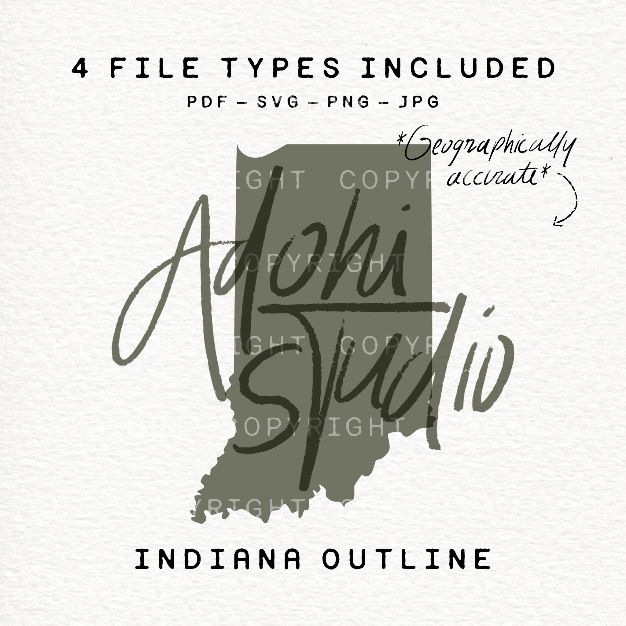 Indiana State Outline File: Svg, Png, Jpg, Pdf - Etsy