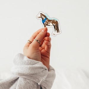 Hold Your Horses-sticker: gelamineerde vinyl gestanste sticker