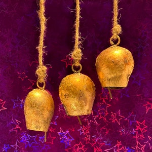 Shiny Recycled -iron wedding Bell/ gold Bell