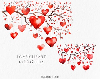 Watercolor valentine clipart - i love you retro wedding floral vintage spring #b210