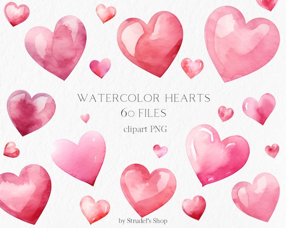 Watercolor heart clipart - i love you pink heart spring valentine watercolor png wedding baby girl #b211