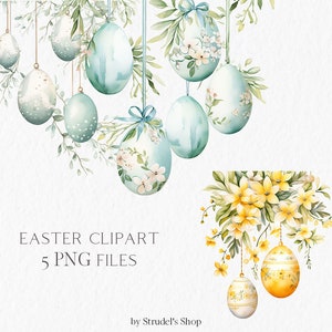 Clipart frontière d'oeuf de Pâques - aquarelle printemps cartes de pâques invitation sublimation conception cottagecore # b106