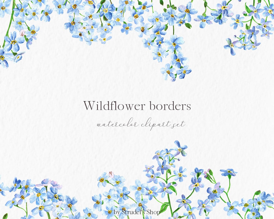 Wildflower Border Set Blue Flower Frame Png Me Not Invitation