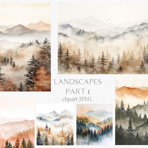 Clipart de floresta aquarela de outono #b28