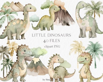 Cute dinosaurs Watercolor Clipart PNG - baby shower cute dinosaur birthday dino nursery decor party jurassic nursery #b142