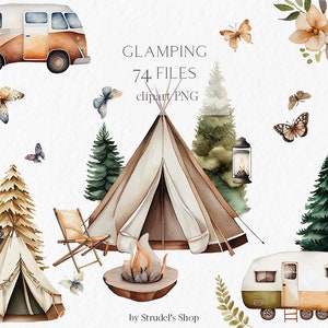 Glamping Acuarela Clipart PNG - pegatinas para planificador de aventuras de campamento, fiesta de niñas, vacaciones, campamento de verano, viajes al aire libre, naturaleza #b97