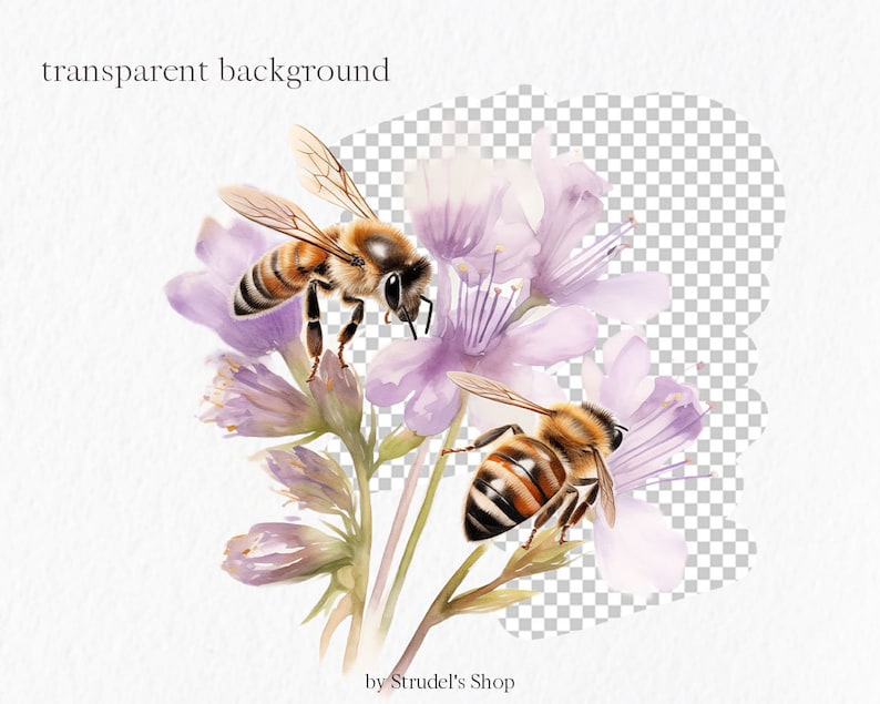 Wildflower Bouquet Bee Clipart - Flower Floral Watercolor PNG Seamless ...