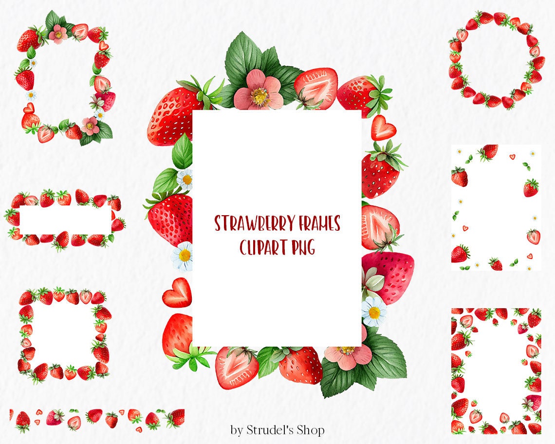Strawberry Invitation Clipart PNG Wedding Baby Shower Etsy