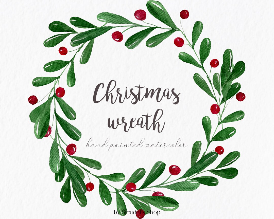 Watercolor Christmas Wreath PNG Frame Retro Holiday Merry Christmas New ...