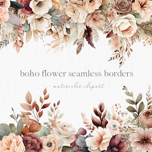 Boho flor bordas perfeitas Aquarela Clipart PNG - casamento boho floral convite clipart boho clipart rústico boho #c140