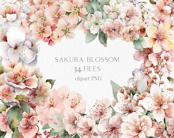 Sakura blossom Watercolor Clipart PNG - flower spring wedding cherry blossoms floral bridal graphics elements #b50