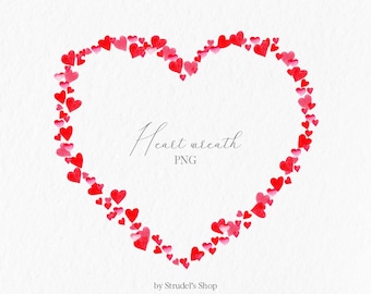 Corona de acuarela de San Valentín PNG, clipart del día de San Valentín, clipart de corazón, PNG de San Valentín, clipart de amor, marco de corazón, clipart rojo #c43