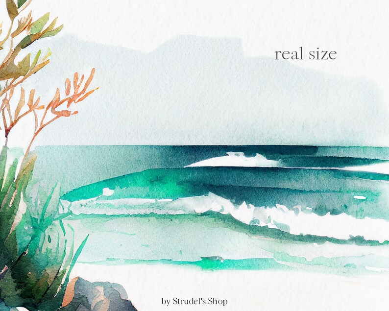 Seascapes Watercolor Clipart PNG - Summer Ocean Beach Sea Summer ...