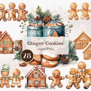 Gingerbread man watercolor clipart PNG #b198