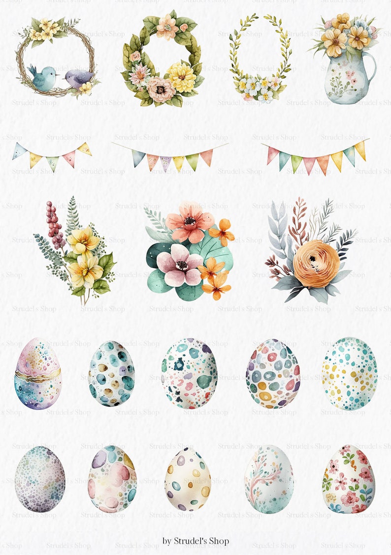Cozy Easter Watercolor Clipart PNG - Cute Spring Bunny Farmhouse Rabbit ...