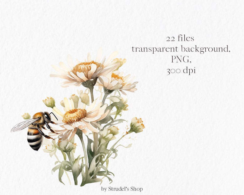 Wildflower Bouquet Bee Clipart - Flower Floral Watercolor PNG Seamless ...