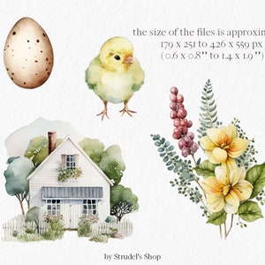 Cozy Easter Watercolor Clipart PNG - Cute Spring Bunny Farmhouse Rabbit ...