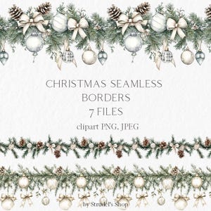 Clipart de acuarela con borde sin costuras de Navidad - #b87