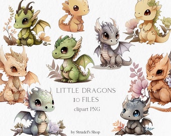 Lindos dragones acuarela Clipart PNG - fantasía bebé dragón dragón cumpleaños ilustraciones vivero decoración mágico cumpleaños mítico #b138