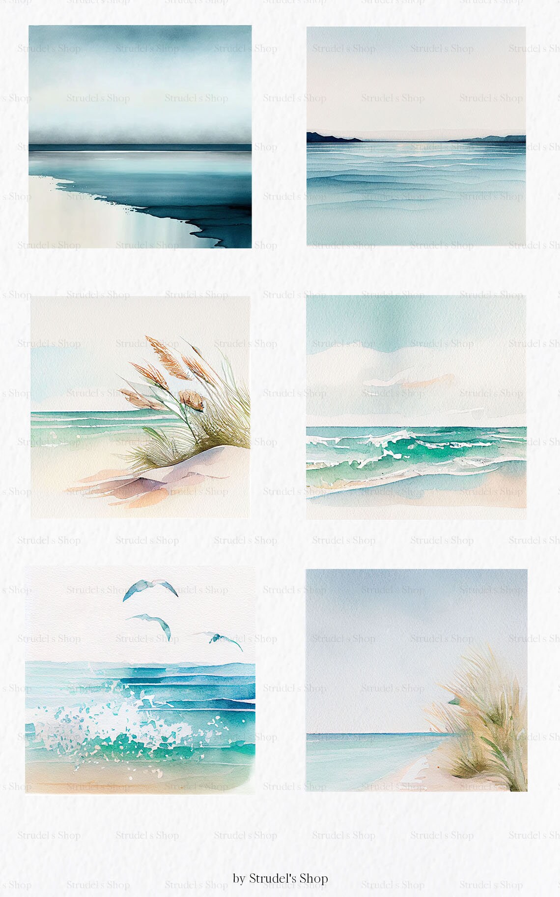Seascapes Watercolor Clipart PNG - Summer Ocean Beach Sea Summer ...