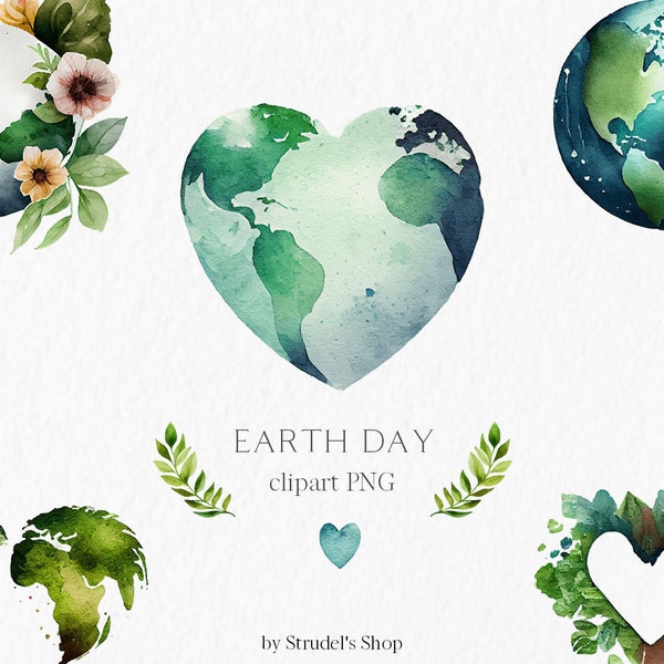 Earth day Watercolor Clipart PNG - environment celebrate earth day save the planet eco friendly peace love earth world go green #b81