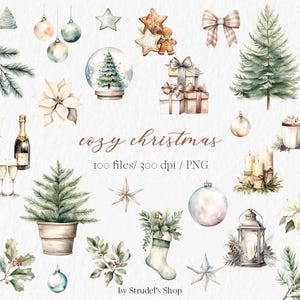 Gemütliche Weihnachten Aquarell Clipart PNG #b187