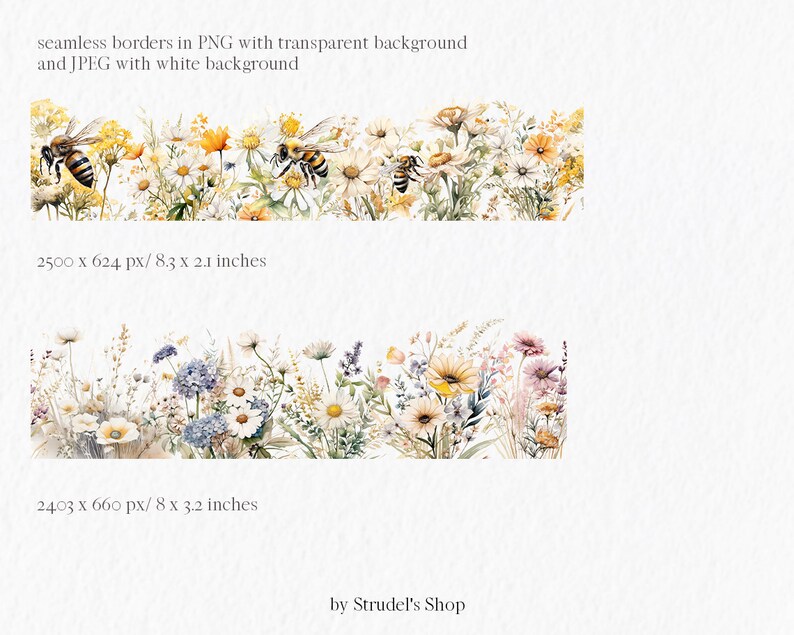 Wildflower Bouquet Bee Clipart - Flower Floral Watercolor PNG Seamless ...