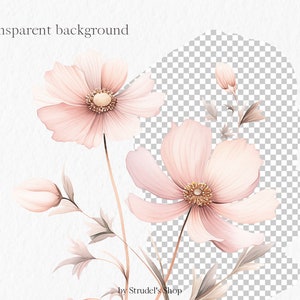 K&ouml;nnte beinhalten: Eine Aquarell-Illustration von rosa Bl&uuml;ten mit zarten Stielen und Bl&auml;ttern. Die Bl&uuml;ten haben eine sanfte, romantische Ausstrahlung und w&auml;ren perfekt, um jedem Designprojekt einen Hauch von Eleganz zu verleihen.