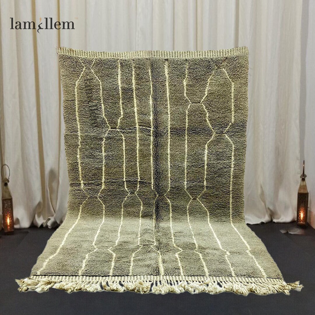 Moroccan Army Green Rug Handmade Army Rug Beni Ourain Rug Etsy