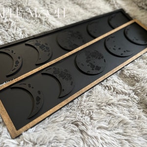 Moon Phase Wall Hanging, Moon Phase Wall Decor, Black on Black, Moon Phases Wall Art, 3D Moon, Moon Decor, Wood Art, Engraved Moon Phases