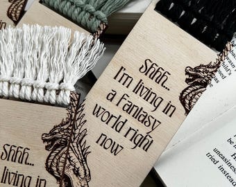 Bookmark, Macrame Bookmark, Fourth Wing, Fantasy Bookmark, Dragons, Iron Flame, Bookshelf Display, Engraved Bookmark, Gift for Book Lovers