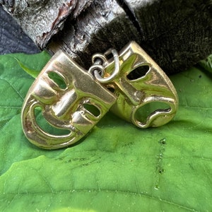Gold Comedy Tragedy Mask Charm, Gold Theatre Charms, Comedy Tragedy mask, Theatre charm, Greek drama mask