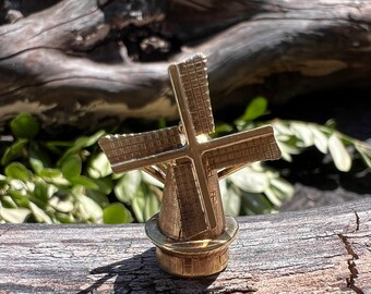14k Yellow Gold Windmill Charm: Lucky Spinning Pendant