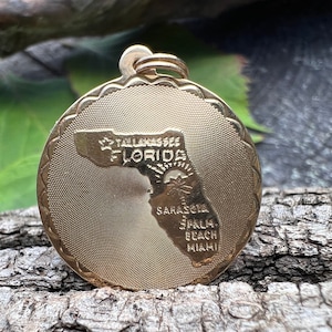 Florida State  Charm, Gold Florida Charm, Miami Charm, Palm Beach Charm, Sarasota Charm, Travel Charms, Florida State Charm, State Charms