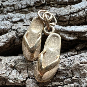 Gold Flip-Flop Charm, Gold Thong Charm, Gold Sandal Charm, Flip Flop Charm