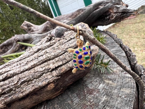 Turtle Charm, Enamel Turtle Charm, Turtle Pendant… - image 8