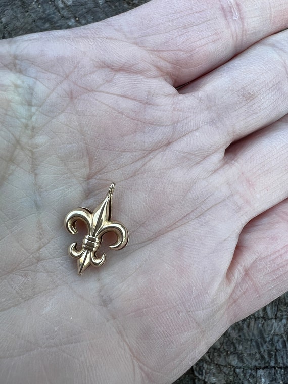 Fleur de Lis Charm, 14K Gold Fleur de Lis, Fleur … - image 5