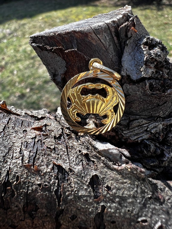 Gold Cancer Pendant, Gold Cancer Charm, Cancer Cha