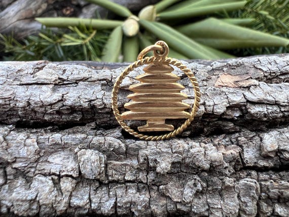 Gold Tree Charm, Cedar Tree Charm, Cedar Tree of … - image 8
