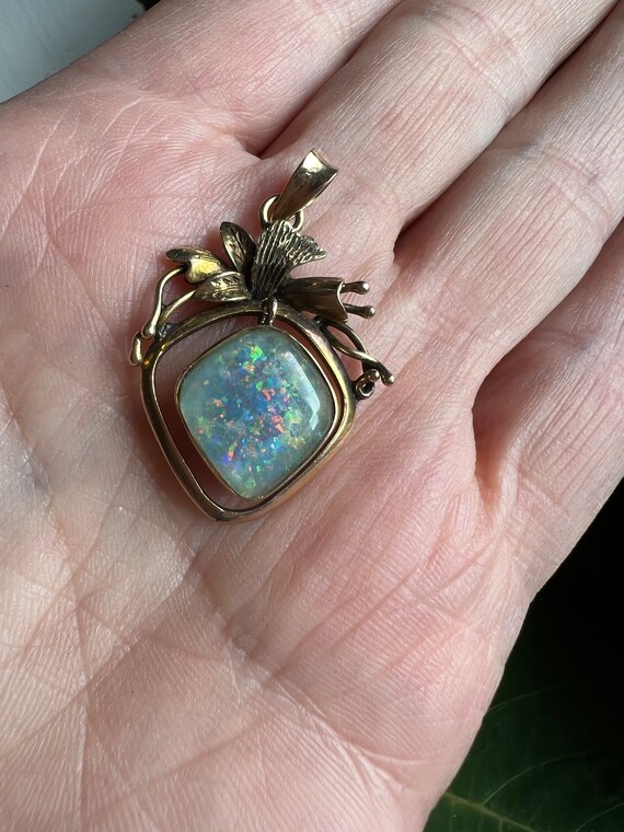 Gold Opal Charm, Gold Opal Pendant, Opal Necklace… - image 3