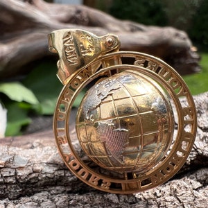 Yellow Gold Globe Charm, Yellow Gold Earth Charm, Globe Charm, Earth Charm, Movable Charms