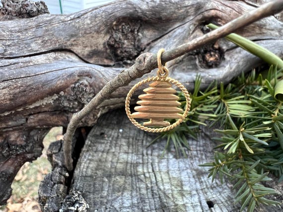 Gold Tree Charm, Cedar Tree Charm, Cedar Tree of … - image 9