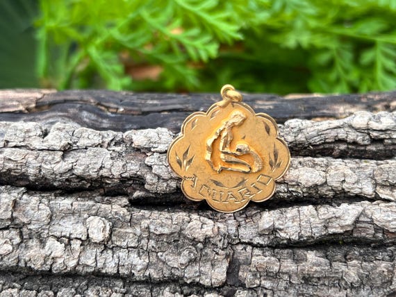 18k Gold Aquarius Charm, 18k Acuario Pendant
