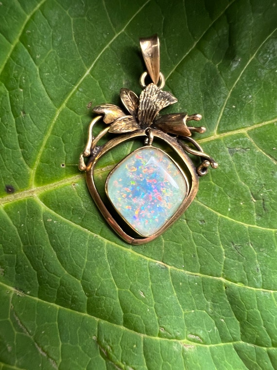 Gold Opal Charm, Gold Opal Pendant, Opal Necklace… - image 5