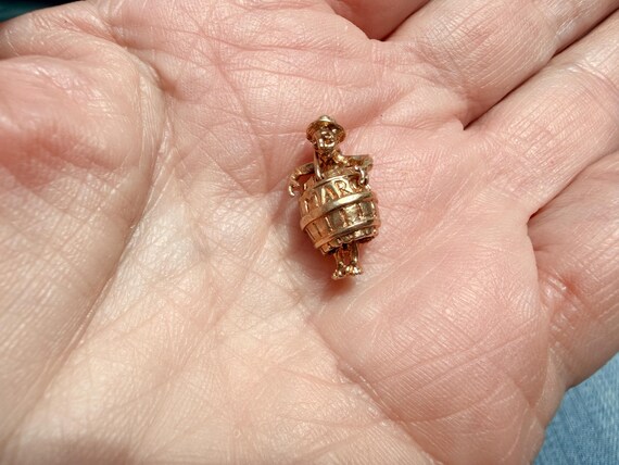 14K Yellow Gold Man in Barrel Charm View 6