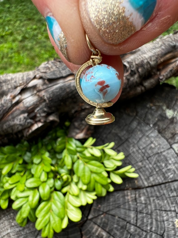 Yellow Gold Globe Charm, Yellow Gold Earth Charm, 