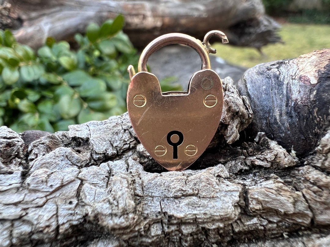 Victorian Heart Charm, Heart Padlock Charm, Heart Lock Charm